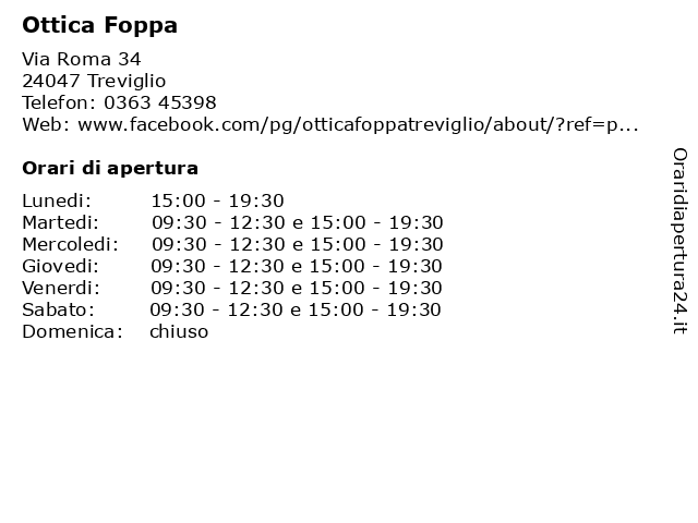 Ottica deals foppa orari